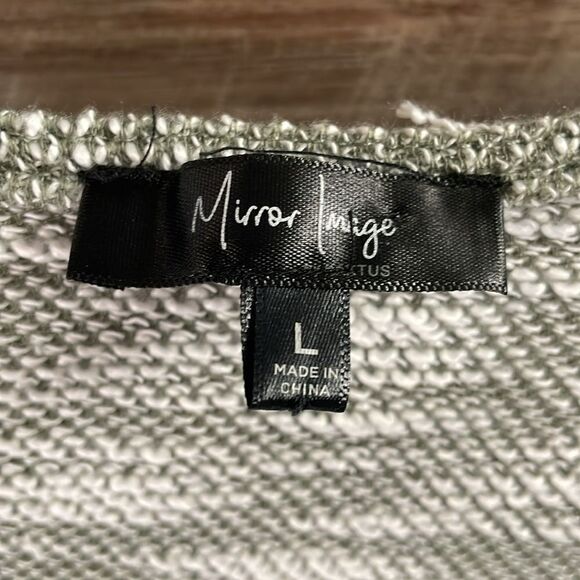 MIRROR IMAGE Womens Woven Gray White Knit Pullover 3/4 Sleeve Size Large - Picture 5 of 8